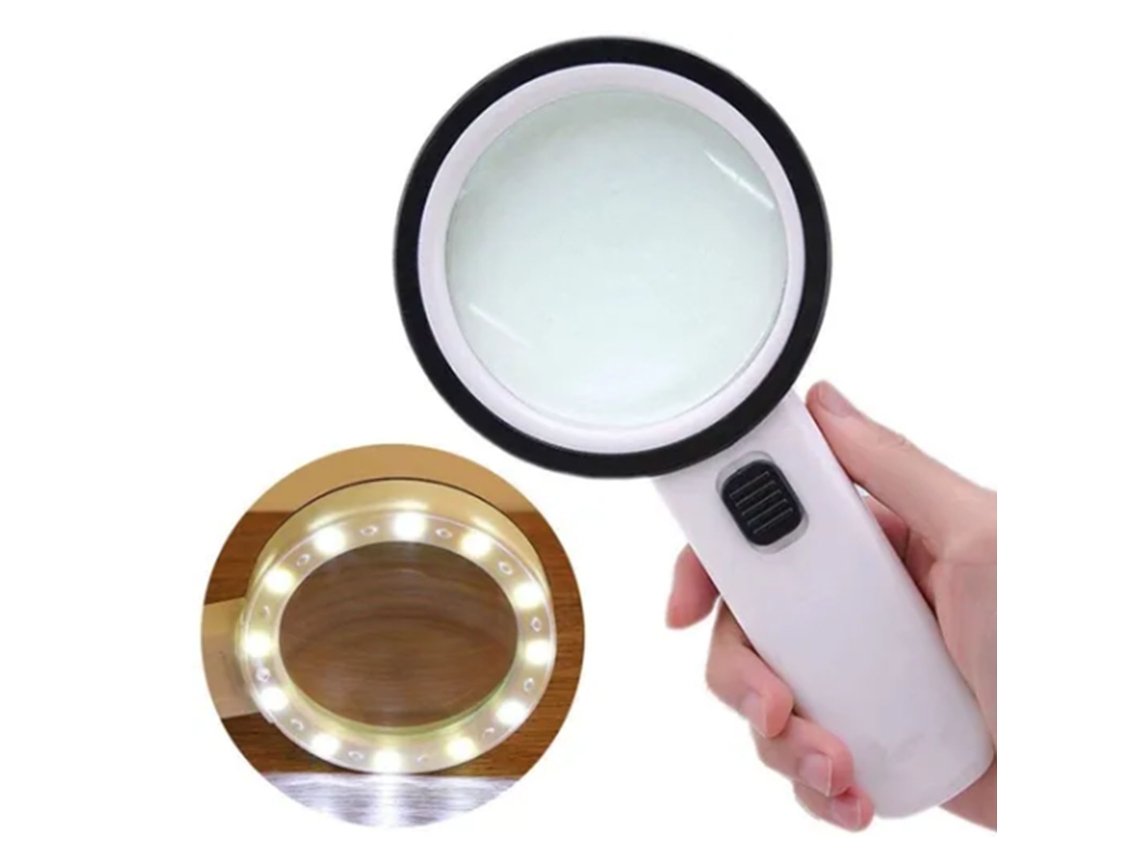 Lupa De Aumento Óptica De Camada Dupla 10x Com Luz Led Lente 90mm Para Joias