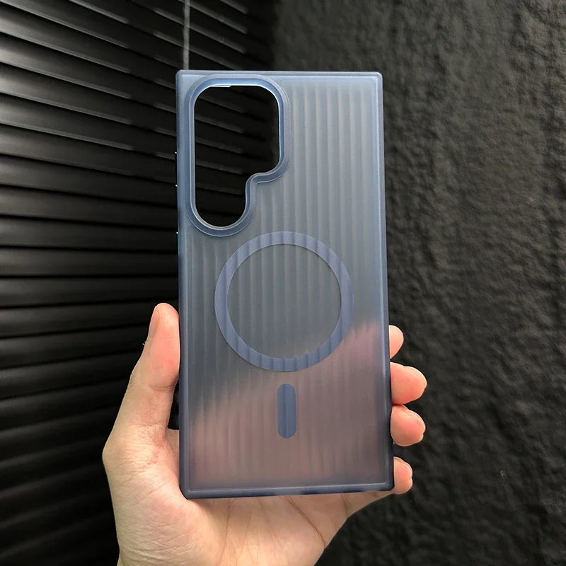 Capa Para Celular (samsung S23 Azul) Com Listras Foscas E Semitransparente, Carregamento Sem Fio E Resistente A Impactos.