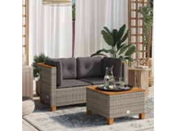 Vidaxl Sofás De Canto P/ Jardim C/ Almofadões 2 Pcs Vime Pe Cinzento