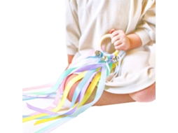 Mali pipa de Mão com Fitas Coloridas Anel de Madeira Sino Brinquedo Sensorial Educativo
