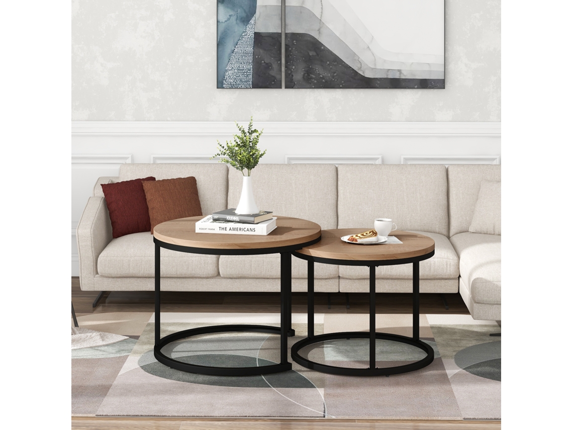 Kit Duas Mesas de Centro Sofisticadas, Estrutura Resistente, Espaço Ideal para Decoração e Bebidas