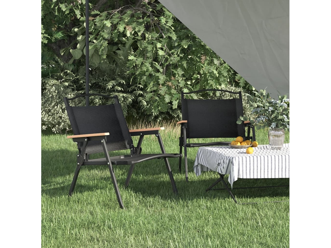 Cadeiras De Campismo 2 Pcs 54x43x59 Cm Tecido Oxford Preto Dkd Home Decor