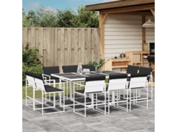 Vidaxl 11 Pcs Conj. De Jantar P/ Jardim C/ Almofadões Textilene Branco