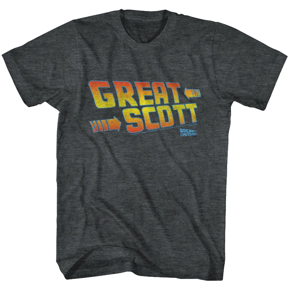 Unisex Adult T-shirt Rockinstone Back To The Future Movie Great Scott Heather Black Sizem