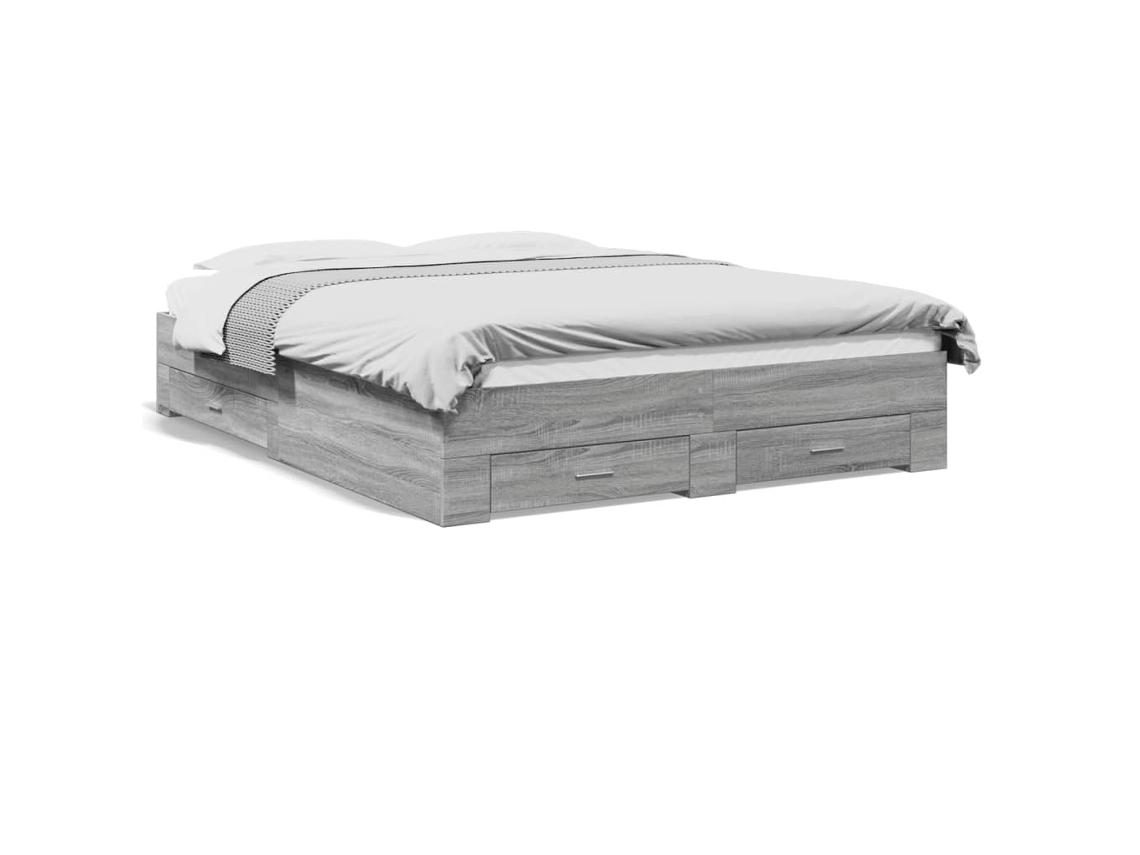 Estrutura de Cama com Gavetas Derivados de Madeira Cinza Sonoma MAISON EXCLUSIVE
