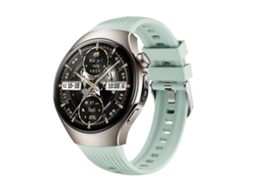 Bracelete Para Huawei Watch 5 (46mm) - Silicone Vertical - Fivela De Aço Prate Verde Claro