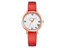 Relógio de Pulso Feminino Casual Quartzo Mostrador Redondo Pulseira Plástica Vermelho