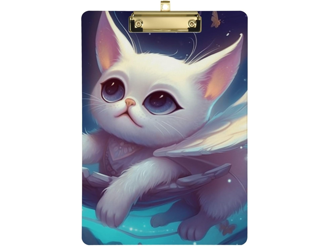 Mesa de cabeceira World of Two Dreams com tema de gato, mini prancheta à prova d'água