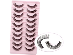 Pestañas Falsas Russian Strip D Curl 3d Volume Naturais 10 Pares Reutilizáveis