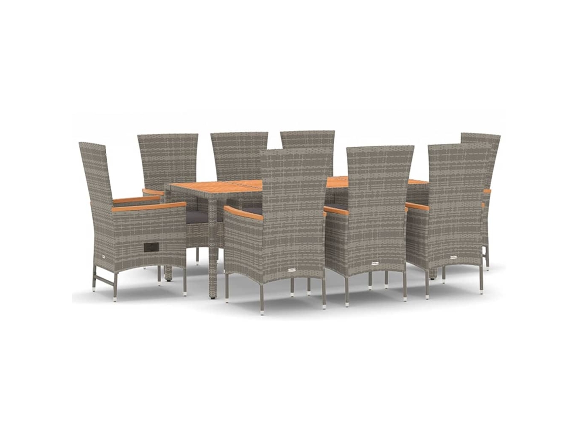 Garden Dining Set, Garden Dining Sets Vidaxl Cinzeto Rattan / Vime (190 Cm Table Length)