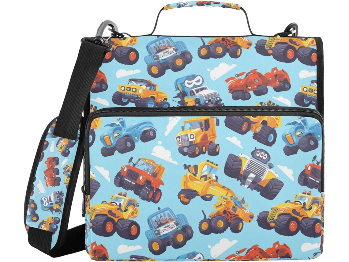 Organizador adesivo com estampa de monstro de desenho animado, altura do ombro, vários bolsos de 3 e 8 cm, 3 estojos para lápis.