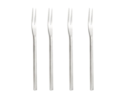 4 Garfos De Salada Aço Inoxidável Prata 13x0,6cm