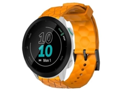 Pulseira De Relógio Lurelia Para Garmin Forerunner 55 20 Mm Padrão De Futebol Cor Sólida Em Silicone Amarelo