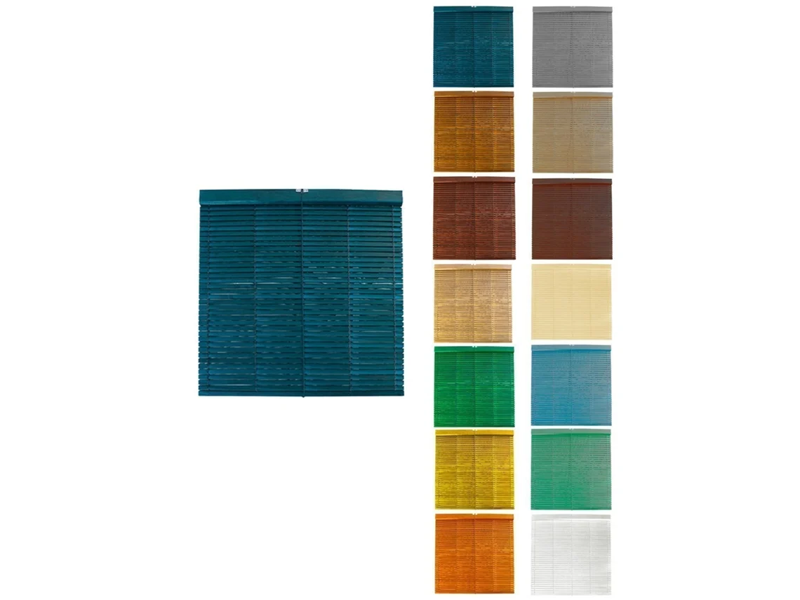 Persiana De Madera Alicantina Con Polea Metálica - Estor Enrollable Para Ventanas, Puertas, Salón Azul (barnizada) 100 X 200 Cm