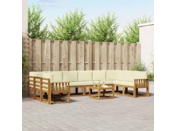 Vidaxl Conjunto De Sofás Para Exterior 11 Unid. Natural E Creme