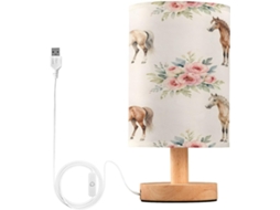 Luminária De Cabeceira Led Com Portas Usb E Cúpula Tecido Para Quarto, Dormitório E Escritório Em Casa