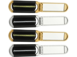 Conjunto De 4 Escovas Cabelo Dobráveis Com Espelho Embutido Em Abs, Escova Compacta Para Massagem Do Couro Cabeludo