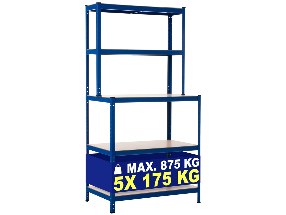 Estantes De Encaixe Com Bancada De Trabalho Azul