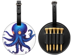 Bolsa para Tees de Golfe Pixel Octopus, Preta Fácil de Transportar e Mais Eficiente para Jogar Golfe.