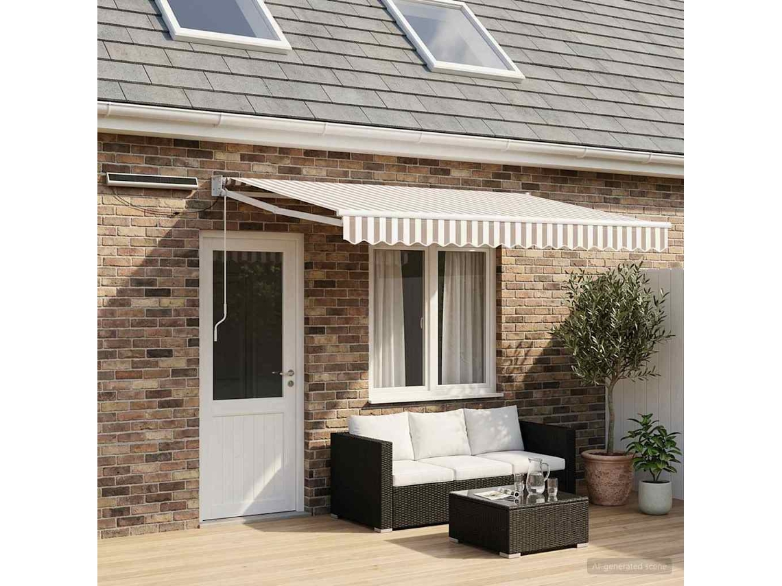Vidaxl Toldo Retrátil Elétrico Cinza Claro E Branco 4,5 × 3 M