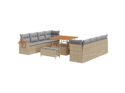 Conjunto 11 Móveis De Jardim Vidaxl Bege Vime Pe (100 X 100 X 71 Cm)