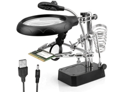 Lupa De Soldagem Com 5 Luzes Led, Grampos Extras Tripé De Ferro Para Aquaforge