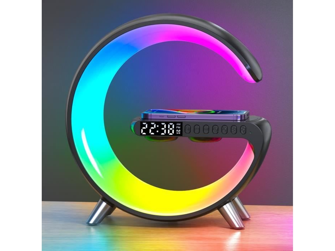 Lâmpada de Humor Black-Uk-Smart Alto-Falante Bluetooth Carregador Sem Fio Lâmpada de Cabeceira L AIHONTAI