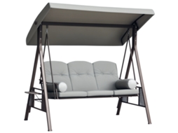 Balanço de Jardim ESSÊNCIACASA de 3 Lugares, com Cobertura Ajustável, Almofadas, 116x206x183 cm, cinza claro