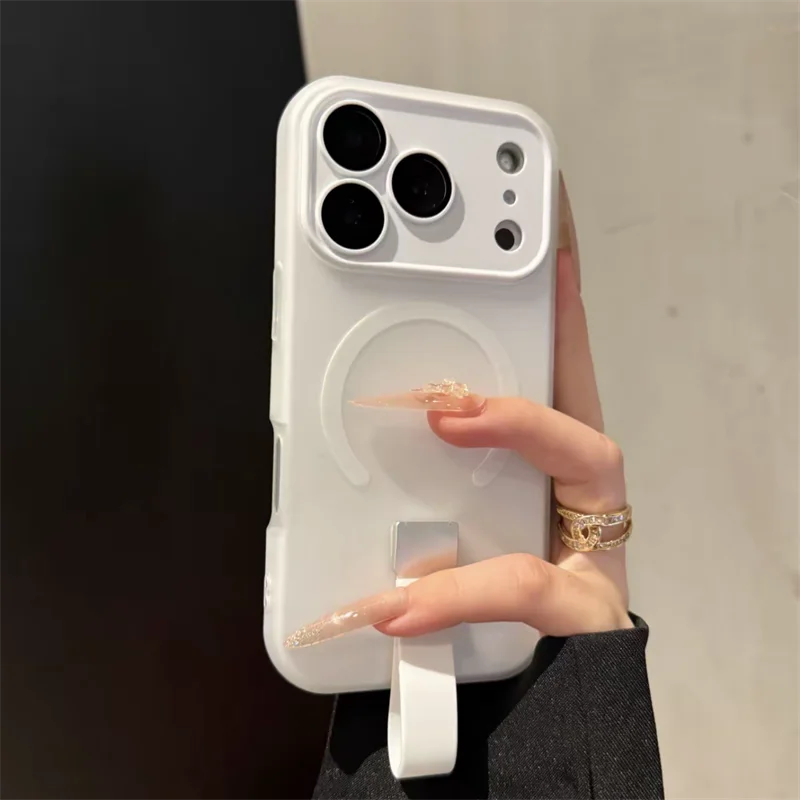 (branco 13) Capa Magnética Magsafe Para Celular Com Anel De Silicone, Material Macio