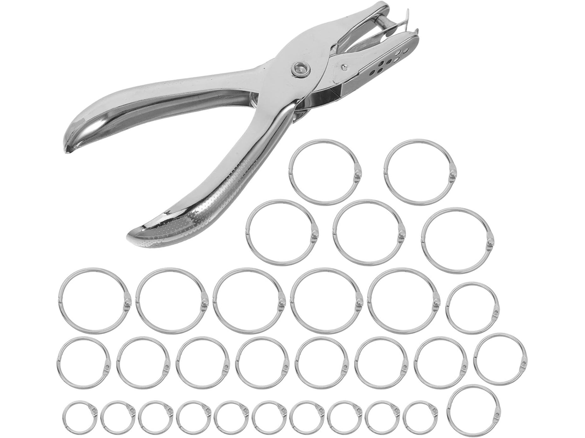 Anéis De Metal Para Encadernação Pastas, 15mm, 25mm E 35mm, 30 Peças Com Furador Pequeno, Organizador De Folhas Soltas