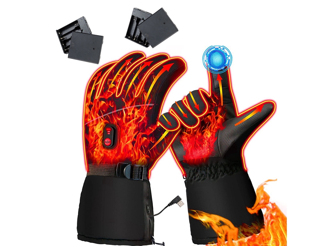 Luvas quentes USB impermeáveis, com tela tática, 3 níveis de temperatura, para homem e mulher, inverno, camping