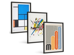 Conjunto De Pinturas Geometrias Abstratas Modernas Espelharte (3 Peças 40x60 Cm)
