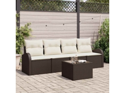 Vidaxl Conjunto De Sofá De Jardim Castanho 55 X 55 X 37 Cm Vime Pe