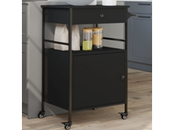 Vidaxl Carrinho De Cozinha 56x43x89,5 Cm Derivados De Madeira Preto