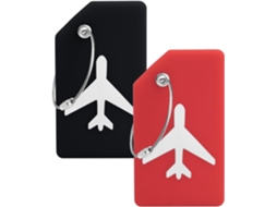 Conjunto de 2 Etiquetas BRILVIBERA em silicone com nome e endereço, preto e vermelho