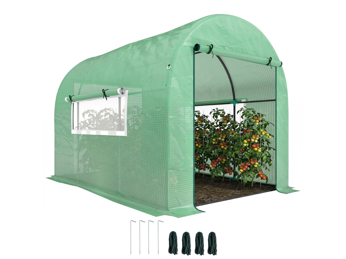 Serra Has Tunnel For Orto 3x2x2 M In Steel Is Foot Anti Uv With Doors Avvolgibili Is Windows. Green