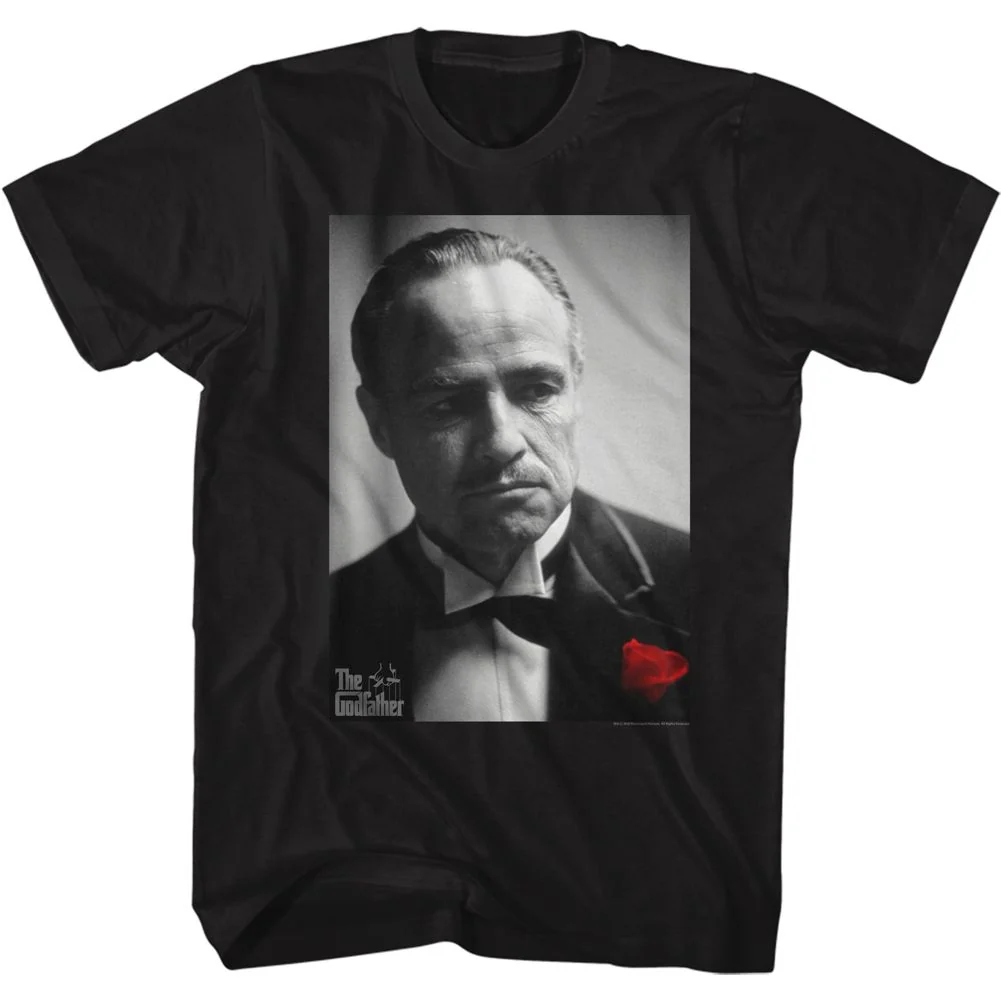 Rockinstone Godfather Red Rose Don Black Adult T-shirt Size:s