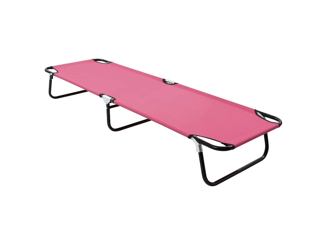 Vidaxl Espreguiçadeira Dobrável Aço Rosa