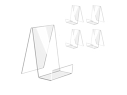 Conjunto de 5 Suportes para Livros em Acrílico, Porta, Livros Transparente e Expositor para Prateleiras BRILVIBERA
