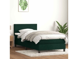 Vidaxl Cama Box Spring C/ Colchão E Led Verde-escuro 80x220 Cm Veludo