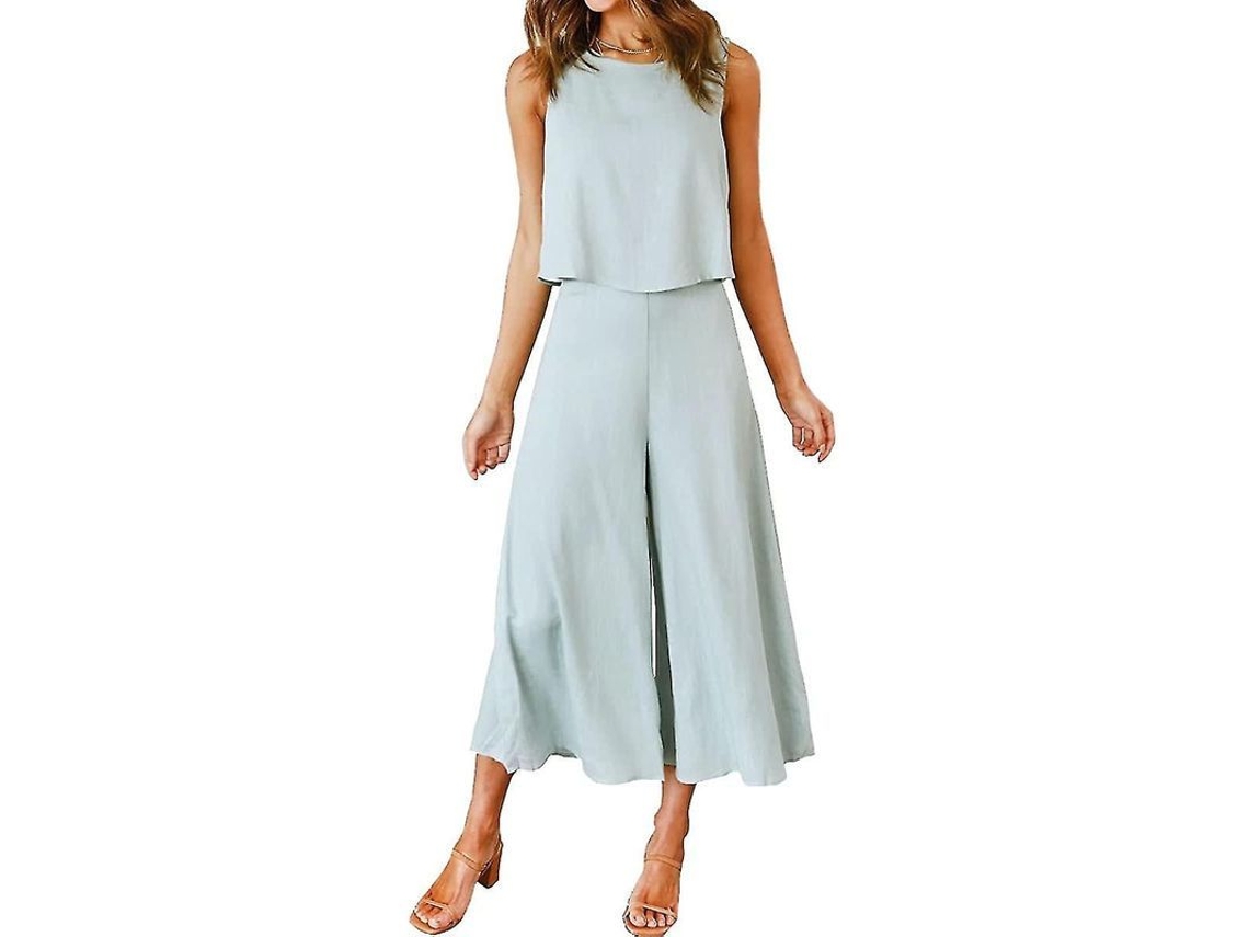 Conjunto de verão feminino Roylamp 2026 de duas peças: blusa básica de gola redonda e leggings curtas e compridas.