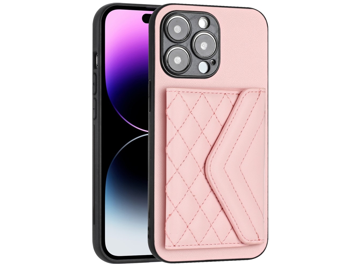 Suporte Casa Quedas Bloqueio Para Iphone 15 Pro Com Porta-cartões Rosa
