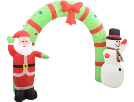 Arco Insuflável Pai Natal e Boneco de Neve VIDAXL Luzes LED (Tecido - 223 cm)