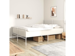 Estrutura De Cama Com Cabeceira E Pés 200x200 Cm Metal Branco