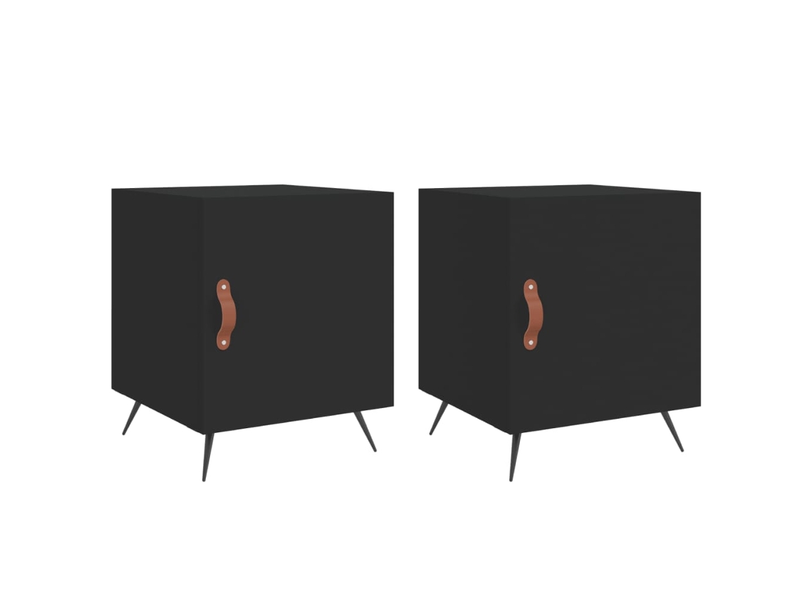 Bedside Cabinet, Bedside Cabinets Vidaxl Preto Madeira Processada (n/a)