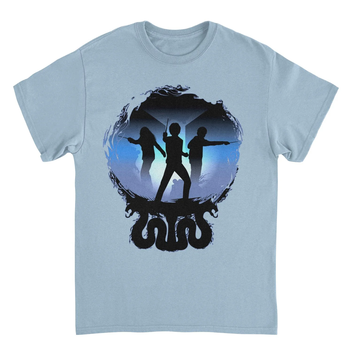 Unisex Adult T-shirt Rockinstone Harry Potter The Golden Trio Light Bluesizel