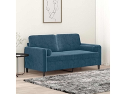 Vidaxl Sofá 2 Lugares C/ Almofadas Decorativas 140 Cm Veludo Azul