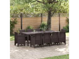 Vidaxl Conjunto De Jantar Para Jardim 11 Unid. Castanho Polipropileno