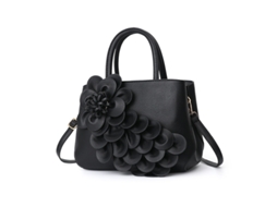 Bolsa Feminina de Couro Pu Estilo 2026 com Estampa Floral, Modelo de Mão Ou Ombro. estilo Preto 2 YUNZII