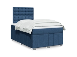 Vidaxl Cama Com Molas/colchão 120x200 Cm Tecido Azul